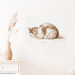 Plakat Jean Bernard Leżący kot Reprodukcja w stylu vintage