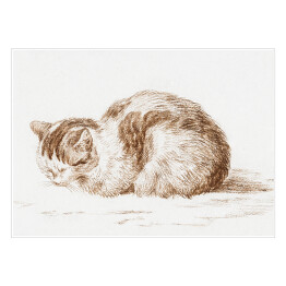 Plakat samoprzylepny Jean Bernard Leżący kot Reprodukcja w stylu vintage