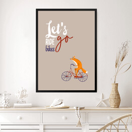 Obraz w ramie Rower - napis let's go ride bikes