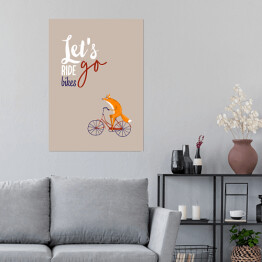 Plakat samoprzylepny Rower - napis let's go ride bikes