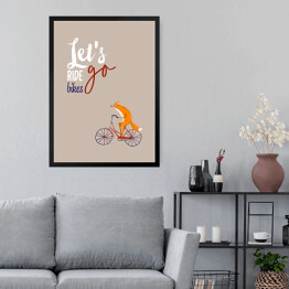 Obraz w ramie Rower - napis let's go ride bikes