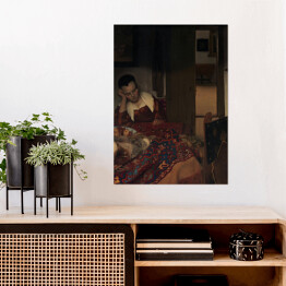 Plakat samoprzylepny Jan Vermeer Śpiąca pokojówka Reprodukcja