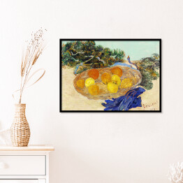 Plakat w ramie Vincent van Gogh Martwa natura pomarańcze i cytryny z niebieskimi rękawiczkami. Reprodukcja