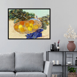 Plakat w ramie Vincent van Gogh Martwa natura pomarańcze i cytryny z niebieskimi rękawiczkami. Reprodukcja