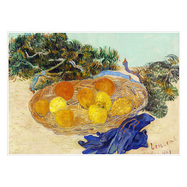Plakat Vincent van Gogh Martwa natura pomarańcze i cytryny z niebieskimi rękawiczkami. Reprodukcja