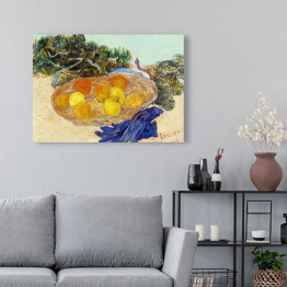 Obraz na płótnie Vincent van Gogh Martwa natura pomarańcze i cytryny z niebieskimi rękawiczkami. Reprodukcja