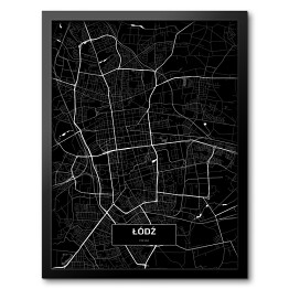 Obraz w ramie Mapa Łodzi czarno biała 