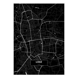Plakat samoprzylepny Mapa Łodzi czarno biała 