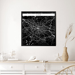 Obraz w ramie Mapy miast świata - Glasgow - czarna