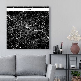 Obraz na płótnie Mapy miast świata - Glasgow - czarna