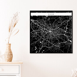 Plakat w ramie Mapy miast świata - Glasgow - czarna