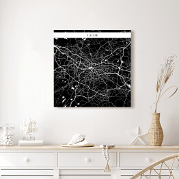 Obraz na płótnie Mapy miast świata - Glasgow - czarna