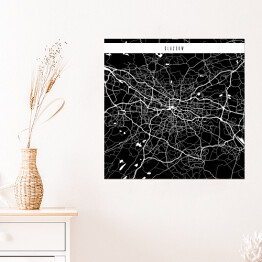 Plakat samoprzylepny Mapy miast świata - Glasgow - czarna