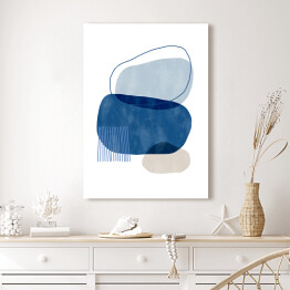 Obraz klasyczny Nieregularne niebieskie i beżowe abstrakcyjne kształty