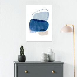 Plakat samoprzylepny Nieregularne niebieskie i beżowe abstrakcyjne kształty