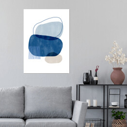 Plakat Nieregularne niebieskie i beżowe abstrakcyjne kształty