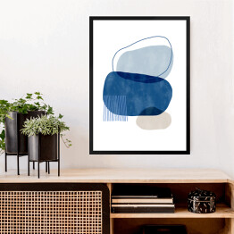Obraz w ramie Nieregularne niebieskie i beżowe abstrakcyjne kształty
