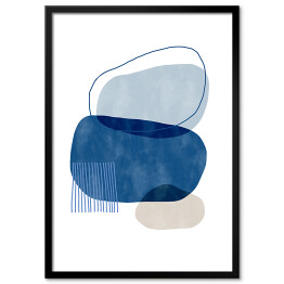 Plakat w ramie Nieregularne niebieskie i beżowe abstrakcyjne kształty