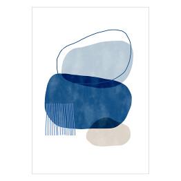Plakat Nieregularne niebieskie i beżowe abstrakcyjne kształty