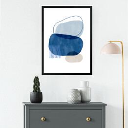 Obraz w ramie Nieregularne niebieskie i beżowe abstrakcyjne kształty
