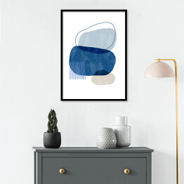 Plakat w ramie Nieregularne niebieskie i beżowe abstrakcyjne kształty