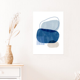 Plakat samoprzylepny Nieregularne niebieskie i beżowe abstrakcyjne kształty