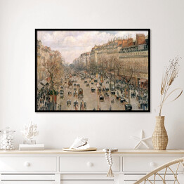 Plakat w ramie Camille Pissarro "Boulevard Montmartre w zimowy poranek" - reprodukcja