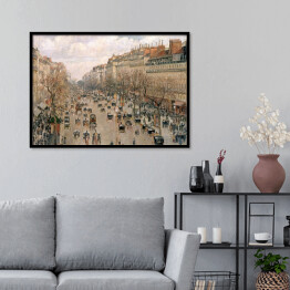 Plakat w ramie Camille Pissarro "Boulevard Montmartre w zimowy poranek" - reprodukcja
