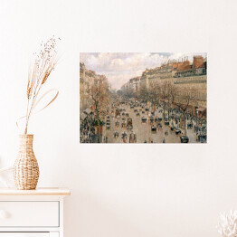 Plakat samoprzylepny Camille Pissarro "Boulevard Montmartre w zimowy poranek" - reprodukcja