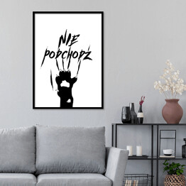 Plakat w ramie Ilustracja - kocia łapka z napisem "nie podchodź"
