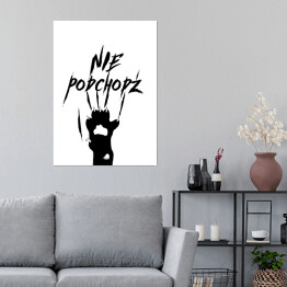 Plakat Ilustracja - kocia łapka z napisem "nie podchodź"