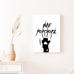 Obraz na płótnie Ilustracja - kocia łapka z napisem "nie podchodź"