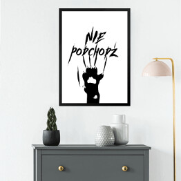 Obraz w ramie Ilustracja - kocia łapka z napisem "nie podchodź"