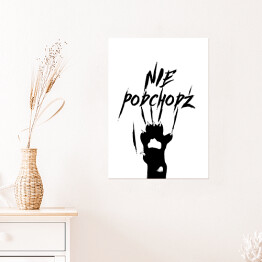 Plakat samoprzylepny Ilustracja - kocia łapka z napisem "nie podchodź"