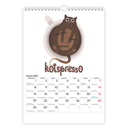 Kalendarz 13-stronicowy Kalendarz kocia kawa