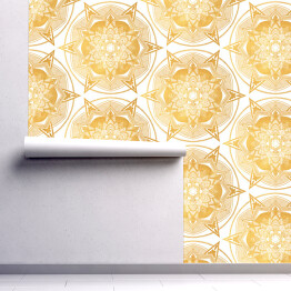 Tapeta samoprzylepna w rolce Biało złota mandala w stylu glamour