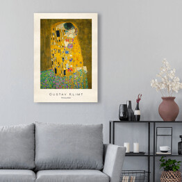 Gustav Klimt "Pocałunek" - reprodukcja z napisem. Plakat z passe partout