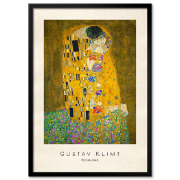 Obraz klasyczny Gustav Klimt "Pocałunek" - reprodukcja z napisem. Plakat z passe partout