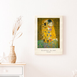 Obraz na płótnie Gustav Klimt "Pocałunek" - reprodukcja z napisem. Plakat z passe partout
