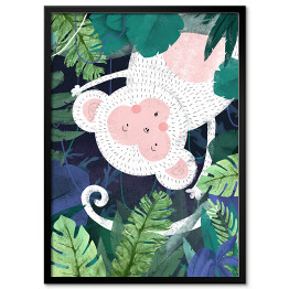 Plakat w ramie Dżungla - biała małpka