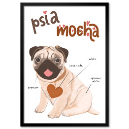 Plakat w ramie Kawa z psem - psia mocha