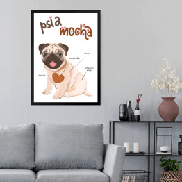 Obraz w ramie Kawa z psem - psia mocha