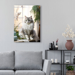 Obraz na płótnie Portret kota. Zamyślony puszysty słodki zwierzak 