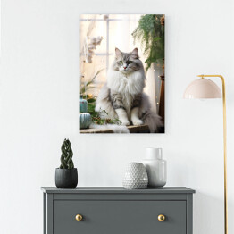 Obraz na płótnie Portret kota. Zamyślony puszysty słodki zwierzak 