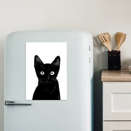 Magnes dekoracyjny Czarny kociak o uważnym spojrzeniu