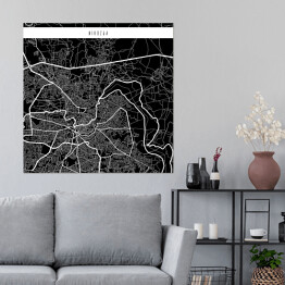 Plakat samoprzylepny Mapa miast świata - Nikozja - czarna
