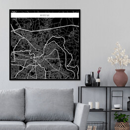 Plakat w ramie Mapa miast świata - Nikozja - czarna