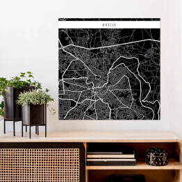 Plakat samoprzylepny Mapa miast świata - Nikozja - czarna