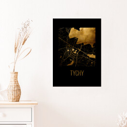 Plakat Czarno złota mapa - Tychy