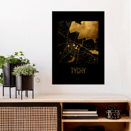 Plakat Czarno złota mapa - Tychy